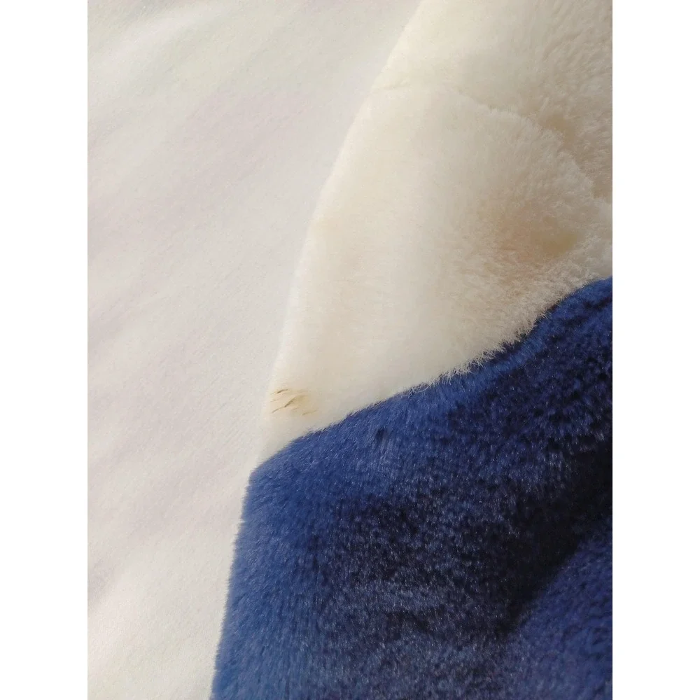 Cat & Jack‎ Jacket Girls Small 6/6X Blue White Colorblock Fuzzy Faux Fur Zip